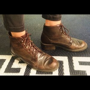 Chunky heel boots, leather upper, sz 10M
